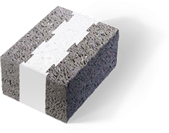 Wall ordinary block (ordinal) basaltic andesite with foam polystyrene filler